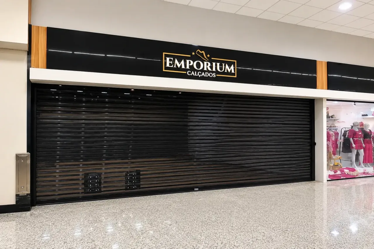 Porta de enrolar comercial Transvision Euromatic em shopping center